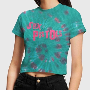 Sex Pistols - Logo Lady Green Dip-Dye Crop Top: ryhmässä MERCHANDISE / T-paita / Punk @ Bengans Skivbutik AB (5543187r)