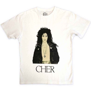 Cher - Leather Jacket Uni Wht ryhmässä MERCHANDISE / T-paita / Pop-Rock @ Bengans Skivbutik AB (5543895r)