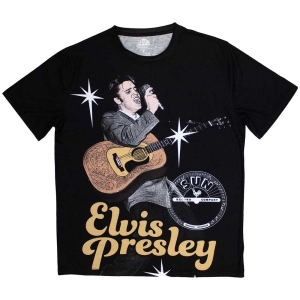 Elvis Presley - Elvis Mic Uni Bl Sublim ryhmässä MERCHANDISE / T-paita / Pop-Rock @ Bengans Skivbutik AB (5544011r)