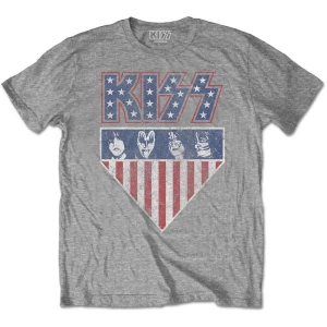 Kiss - Stars And Stripes Uni Grey ryhmässä MERCHANDISE / T-paita / Hårdrock @ Bengans Skivbutik AB (5544876r)