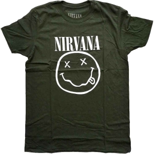 Nirvana - White Happy Face Uni Green ryhmässä MERCHANDISE / T-paita / Pop-Rock @ Bengans Skivbutik AB (5546459r)