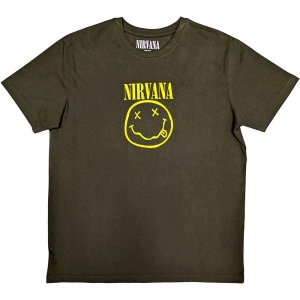 Nirvana - Yellow Happy Face Uni Green ryhmässä MERCHANDISE / T-paita / Pop-Rock @ Bengans Skivbutik AB (5546463r)