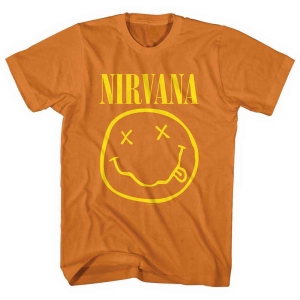 Nirvana - Yellow Happy Face Uni Orange ryhmässä MERCHANDISE / T-paita / Pop-Rock @ Bengans Skivbutik AB (5546465r)