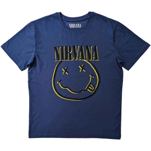 Nirvana - Inverse Happy Face Uni Blue ryhmässä MERCHANDISE / T-paita / Pop-Rock @ Bengans Skivbutik AB (5546476r)