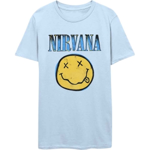 Nirvana - Xerox Happy Face Blue Uni Lht Blue ryhmässä MERCHANDISE / T-paita / Pop-Rock @ Bengans Skivbutik AB (5546480r)