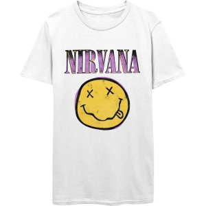 Nirvana - Xerox Happy Face Pink Uni Wht ryhmässä MERCHANDISE / T-paita / Pop-Rock @ Bengans Skivbutik AB (5546485r)