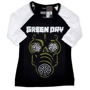 Green Day - Green Mask Lady Bl/Wht Raglan ryhmässä MERCHANDISE / T-paita / Punk @ Bengans Skivbutik AB (5547132r)