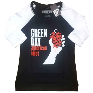 Green Day - American Idiot Lady Bl/Wht Raglan ryhmässä MERCHANDISE / T-paita / Punk @ Bengans Skivbutik AB (5547133r)