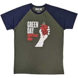 Green Day - American Idiot Uni Khaki/Navy Raglan ryhmässä MERCHANDISE / T-paita / Punk @ Bengans Skivbutik AB (5547134r)