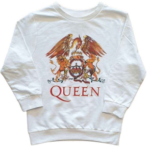 Queen - Classic Crest Boys Wht Sweatshirt ryhmässä MERCHANDISE / Merch / Pop-Rock @ Bengans Skivbutik AB (5548801r)