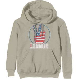 John Lennon - Peace Fingers Us Flag Uni Sand Hoodie ryhmässä MERCHANDISE / Hupparit / Pop-Rock @ Bengans Skivbutik AB (5552906r)