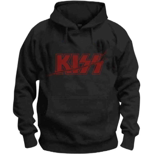 Kiss - Slashed Logo Uni Bl Hoodie ryhmässä MERCHANDISE / Hupparit / Hårdrock @ Bengans Skivbutik AB (5552913r)