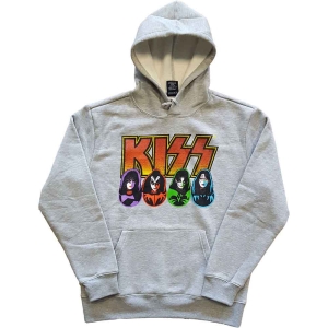 Kiss - Logo, Faces & Icons Uni Grey Hoodie ryhmässä MERCHANDISE / Hupparit / Hårdrock @ Bengans Skivbutik AB (5552916r)