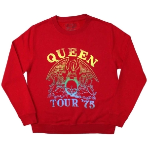 Queen - Tour  75 Crest Uni Red Sweatshirt ryhmässä ME SUOSITTELEMME / Uutuus Merch / Juni @ Bengans Skivbutik AB (5553969r)