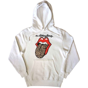 Rolling Stones - Leopard Tongue Uni Wht Hoodie ryhmässä MERCHANDISE / Hupparit / Pop-Rock @ Bengans Skivbutik AB (5554685r)