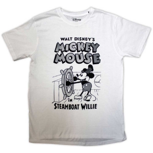 Disney Mickey Mouse - Steamboat Willie Uni Wht T-Shirt ryhmässä MERCHANDISE / T-paita / Film-Musikal @ Bengans Skivbutik AB (5557019r)