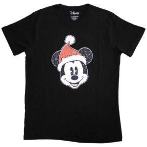 Disney Mickey Mouse - Santa Hat Uni Bl T-Shirt ryhmässä MERCHANDISE / T-paita / Film-Musikal @ Bengans Skivbutik AB (5557021r)