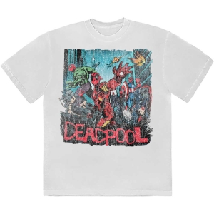 Marvel - Deadpool Hero Scene Vintage Wht T-Shirt ryhmässä MERCHANDISE / T-paita / Film-Musikal @ Bengans Skivbutik AB (5562856r)