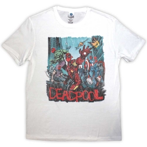 Marvel - Deadpool Hero Scene Vintage Wht T-Shirt ryhmässä MERCHANDISE / T-paita / Soundtrack @ Bengans Skivbutik AB (5562856r)
