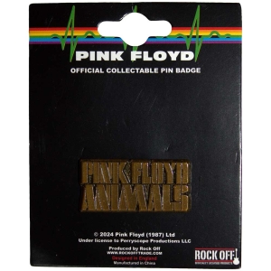 Pink Floyd - Animals Gold Text Logo Pin Badge ryhmässä MERCHANDISE / Merch / Pop-Rock @ Bengans Skivbutik AB (5562894)