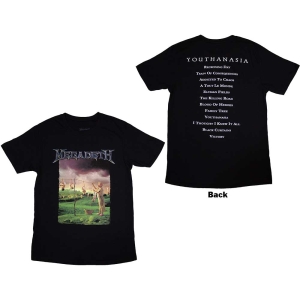 Megadeth - Youthanasia Tracklist Uni Bl T-Shirt ryhmässä MERCHANDISE / T-paita / Hårdrock @ Bengans Skivbutik AB (5563603r)