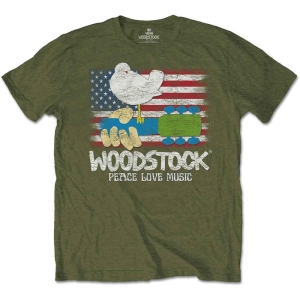 Woodstock - Woodstock Flag Uni Green T-Shirt ryhmässä MERCHANDISE / T-paita / Pop-Rock @ Bengans Skivbutik AB (5564338r)