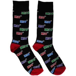 Kiss - Coloured Logos Patt Bl Socks (Eu 39-45) ryhmässä MERCHANDISE / Merch / Hårdrock @ Bengans Skivbutik AB (5564506)