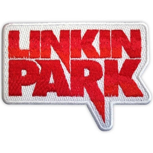 Linkin Park - Red Logo Wht Woven Patch ryhmässä MERCHANDISE / Merch / Hårdrock @ Bengans Skivbutik AB (5565595)