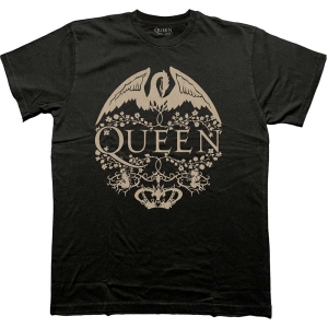 Queen - Floral Crest Mono Uni Bl ryhmässä MERCHANDISE / T-paita / Pop-Rock @ Bengans Skivbutik AB (5570048r)