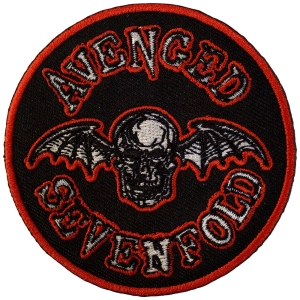 Avenged Sevenfold - Deathbat Orange Border Woven Patch ryhmässä MERCHANDISE / Merch / Hårdrock @ Bengans Skivbutik AB (5581808)