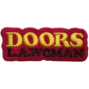 The Doors - La Woman Text Logo Red Woven Patch ryhmässä MERCHANDISE / Merch / Pop-Rock @ Bengans Skivbutik AB (5581813)