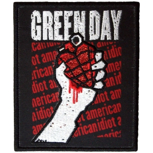 Green Day - American Idiot Text Repeat Woven Patch ryhmässä MERCHANDISE / Merch / Punk @ Bengans Skivbutik AB (5581829)