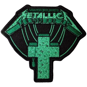 Metallica - Master Of Puppets Green Cross Woven Patch ryhmässä MERCHANDISE / Merch / Hårdrock @ Bengans Skivbutik AB (5581854)