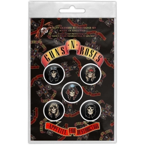 Guns N Roses - Appetite For Destruction Button Badge 5-Pack ryhmässä MERCHANDISE / Merch / Hårdrock @ Bengans Skivbutik AB (5581972)