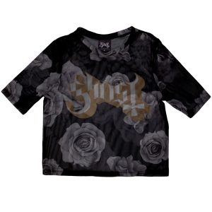 Ghost - Logo & Roses Lady Bl Mesh Crop Top ryhmässä MERCHANDISE / T-paita / Hårdrock @ Bengans Skivbutik AB (5583026r)