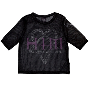 Him - Heartagram & Logo Lady Bl Mesh Crop Top ryhmässä MERCHANDISE / T-paita / Hårdrock @ Bengans Skivbutik AB (5583028r)