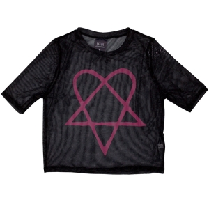 Him - Pink Heartagram Lady Bl Mesh Crop Top ryhmässä MERCHANDISE / T-paita / Hårdrock @ Bengans Skivbutik AB (5583029r)