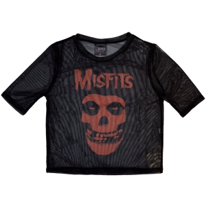 Misfits - Orange Logo & Skull Lady Bl Mesh Crop Top ryhmässä MERCHANDISE / T-paita / Punk @ Bengans Skivbutik AB (5583041r)