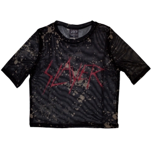 Slayer - Scratchy Logo Lady Bl Mesh Crop Top ryhmässä MERCHANDISE / T-paita / Hårdrock @ Bengans Skivbutik AB (5583051r)