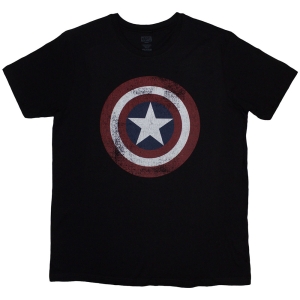 Marvel  - Captain America Distress Shield Uni Bl T-Shirt ryhmässä MERCHANDISE / T-paita / Film-Musikal @ Bengans Skivbutik AB (5583721r)