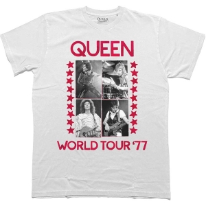 Queen - World Tour 77 Uni Wht T-Shirt ryhmässä MERCHANDISE / T-paita / Pop-Rock @ Bengans Skivbutik AB (5583830)