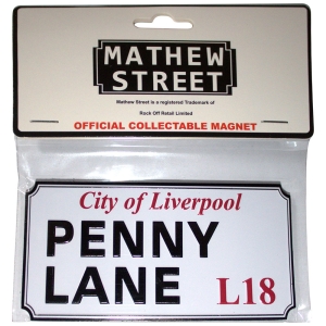 Rock Off - Penny Lane Liverpool Sign Embossed Magnet ryhmässä MERCHANDISE / Merch / Pop-Rock @ Bengans Skivbutik AB (5583946)