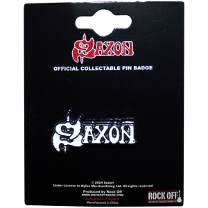 Saxon - White Logo Pin Badge ryhmässä MERCHANDISE / Merch / Hårdrock @ Bengans Skivbutik AB (5583958)