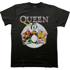 Queen - Multi Colour Crest Uni Bl T-Shirt ryhmässä MERCHANDISE / T-paita / Pop-Rock @ Bengans Skivbutik AB (5583990r)