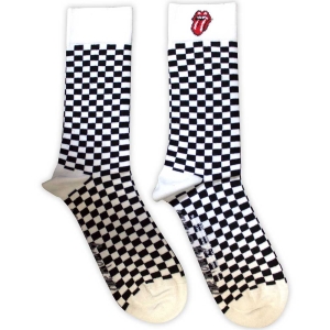 Rolling Stones - Check Uni Wht Socks (Size 40-44) ryhmässä MERCHANDISE / Merch / Pop-Rock @ Bengans Skivbutik AB (5586299)