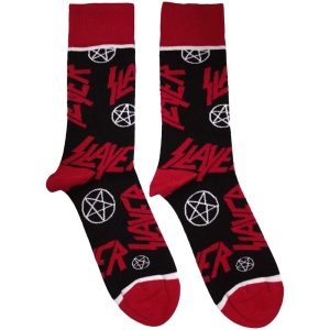 Slayer - Logos And Pentegrams Uni Bl Socks (Size 40-44) ryhmässä MERCHANDISE / Merch / Hårdrock @ Bengans Skivbutik AB (5586311)