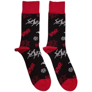 Slayer - Logos Pattern Uni Bl Socks (Size 40-44) ryhmässä MERCHANDISE / Merch / Hårdrock @ Bengans Skivbutik AB (5586312)