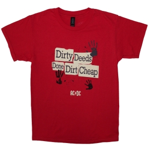 Ac/Dc - Dirty Deeds Done Dirt Cheap Boys Red T-Shirt ryhmässä MERCHANDISE / Merch / Hårdrock @ Bengans Skivbutik AB (5586330r)