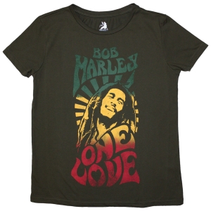 Bob Marley - One Love Gradient Stone Wash Uni Green T-Shirt ryhmässä MERCHANDISE / T-paita / Reggae @ Bengans Skivbutik AB (5586749r)