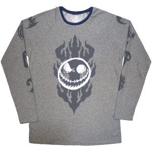 The Nightmare Before Christmas - Flaming Jack Uni Grey Longsleeve ryhmässä MERCHANDISE / T-paita / Film-Musikal @ Bengans Skivbutik AB (5586791r)